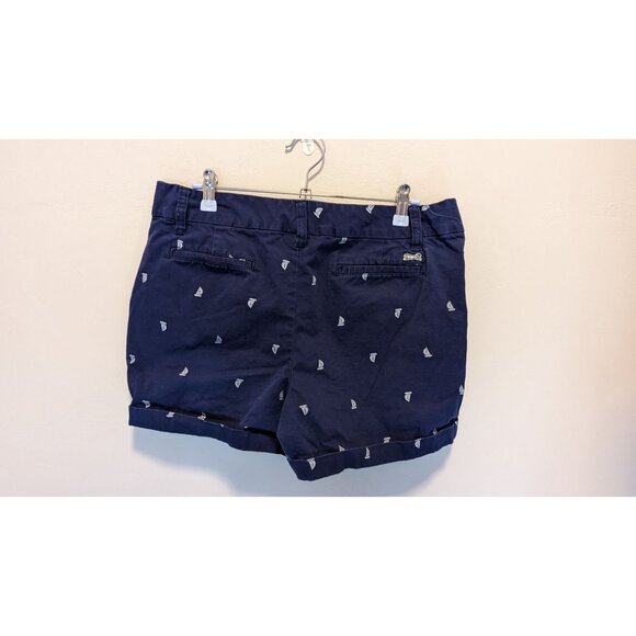 Vintage Le Tigre Womens Navy Printed Sailboat Shorts Size 10 Nautical - Picture 2 of 4